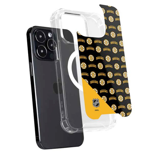 NHL Boston Bruins Pattern iPhone 15 Pro MagSafe Case